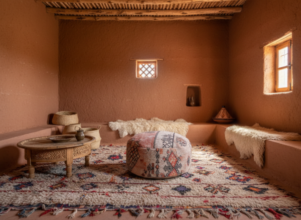Poufs en Tapis Berbères Recyclés
