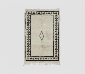 rug Tapis Berbère Beni Ouarain à Motif Noir