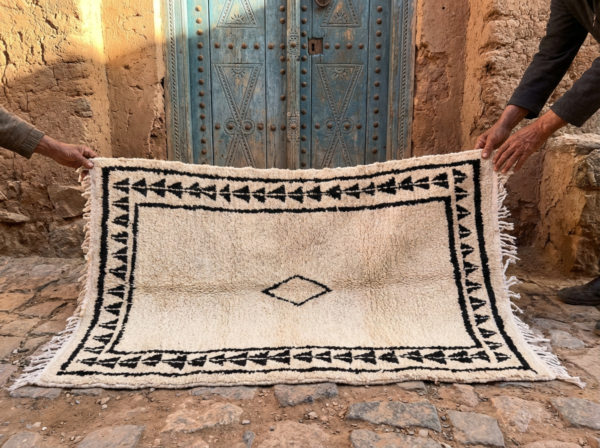rug1 Tapis Berbère Beni Ouarain à Motif Noir